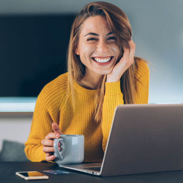 young woman with coffee cup