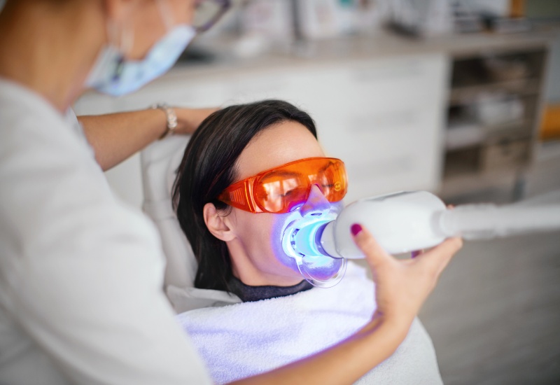 Teeth whitening with laser light at dental clinic in Arlington Heights, IL